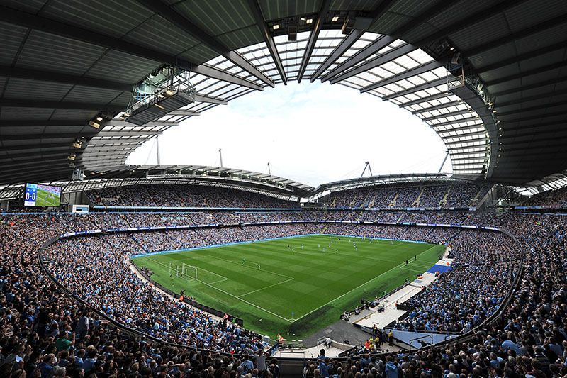 General view of the Etihad Stadium before the Barclays Premier League match between Manchester City and Chelsea at the Etihad Stadium, Manchester on 16th August, 2015.