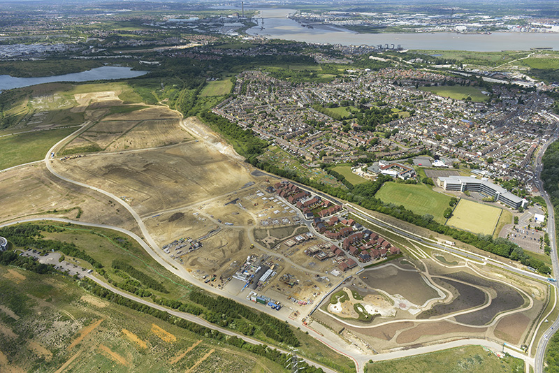 Drone aerial photograph of Ebbsfleet development