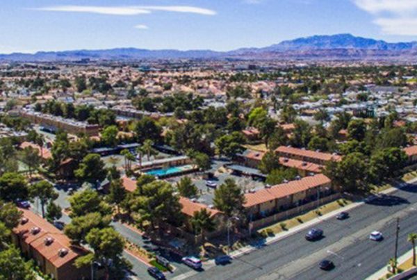 An aerial image of the Evergreen Apartment complex , Las Vegas, Nevada - A Multi-family residential investment of Henley Investments