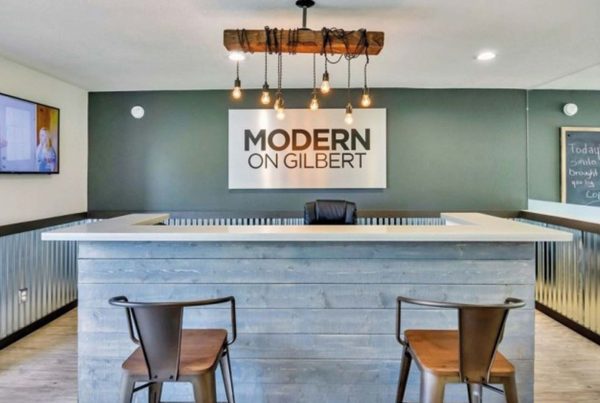An image of a building at the Modern on Gilbert Multi-family development owned by Henley Investments as part of the Multi-family PRS & BtR division