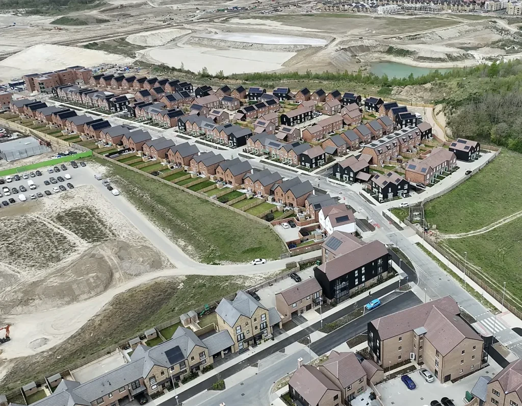 Ebbsfleet Garden City Masterplan Aerial view of Ebbsfleet Garden City masterplan development