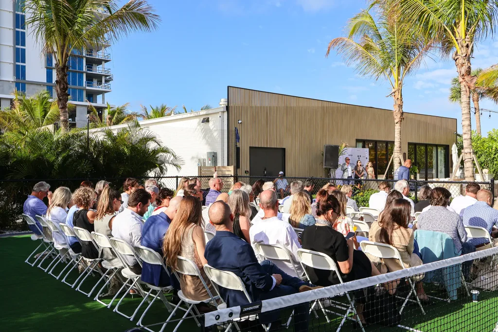 The Halcyon Community Launch Event Guests attending a launch event at The Halcyon sales gallery in Naples, Florida