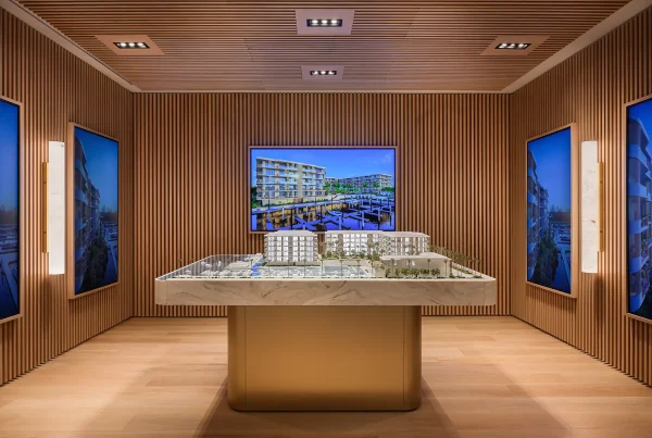 Scale model of The Halcyon Residences & Marina displayed within the sales gallery