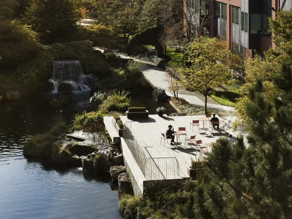 Riverwalk Waterfront Public Realm landscaped waterfront terrace and public realm at Riverwalk Business Campus