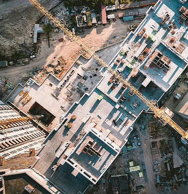 Aerial view of large-scale residential property development
