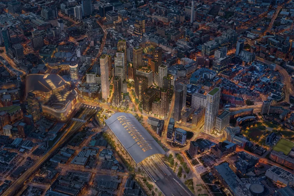 Aerial view of the proposed Martineau Place regeneration in Birmingham city centre