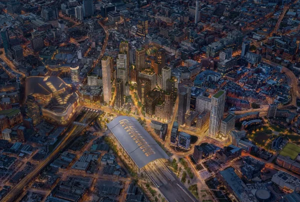 Aerial view of the proposed Martineau Place regeneration in Birmingham city centre