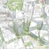 Masterplan drawing illustrating public realm and development proposals for Martineau Place