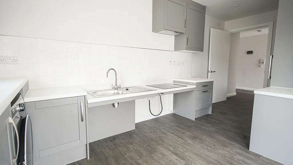 Oswin Road Kitchen Interior Kitchen interior within Oswin Road supported housing accommodation