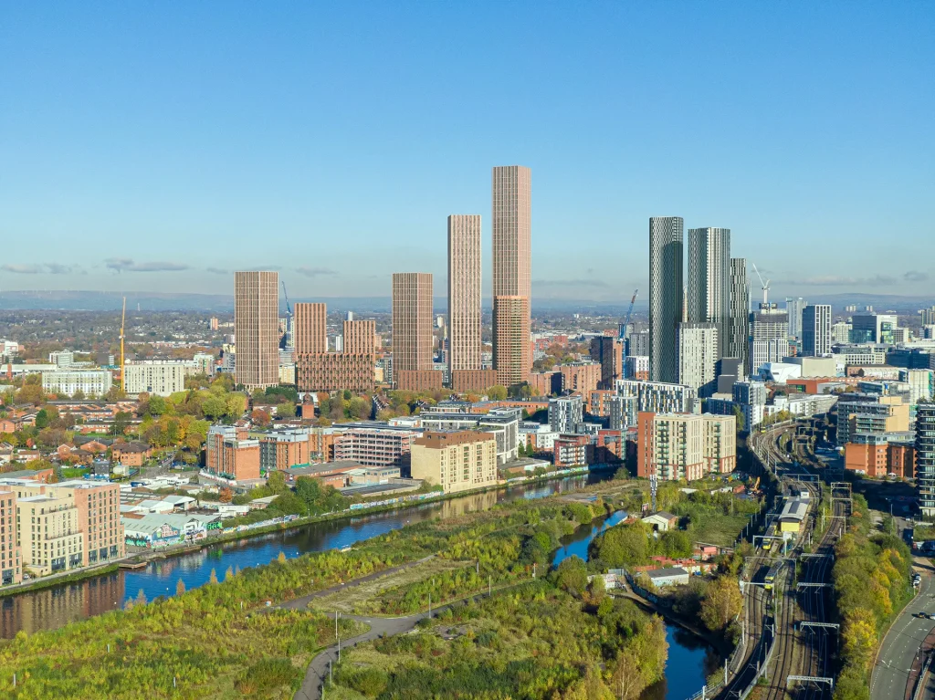 Regent Park Regeneration Skyline Regent Park regeneration project shown within the Salford and Manchester skyline