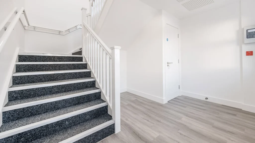 Telford Communal Interior Communal stairwell and entrance area within Telford residential accommodation